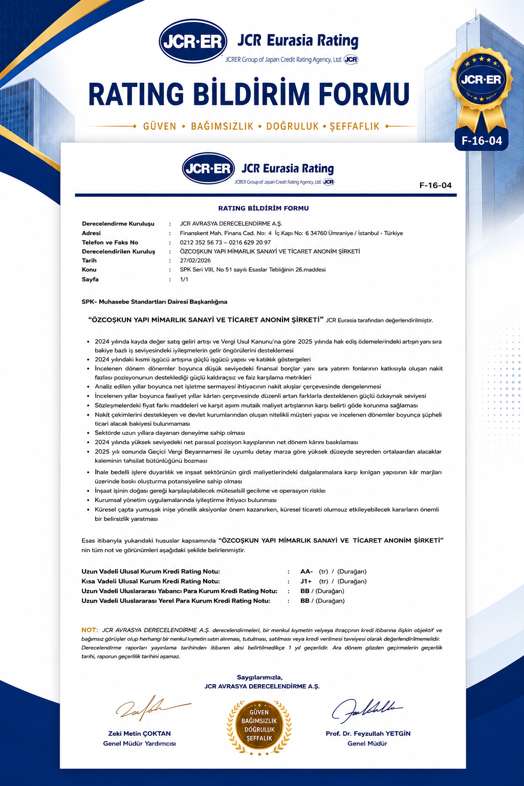 JCR Eurasia Rating bildirim formu